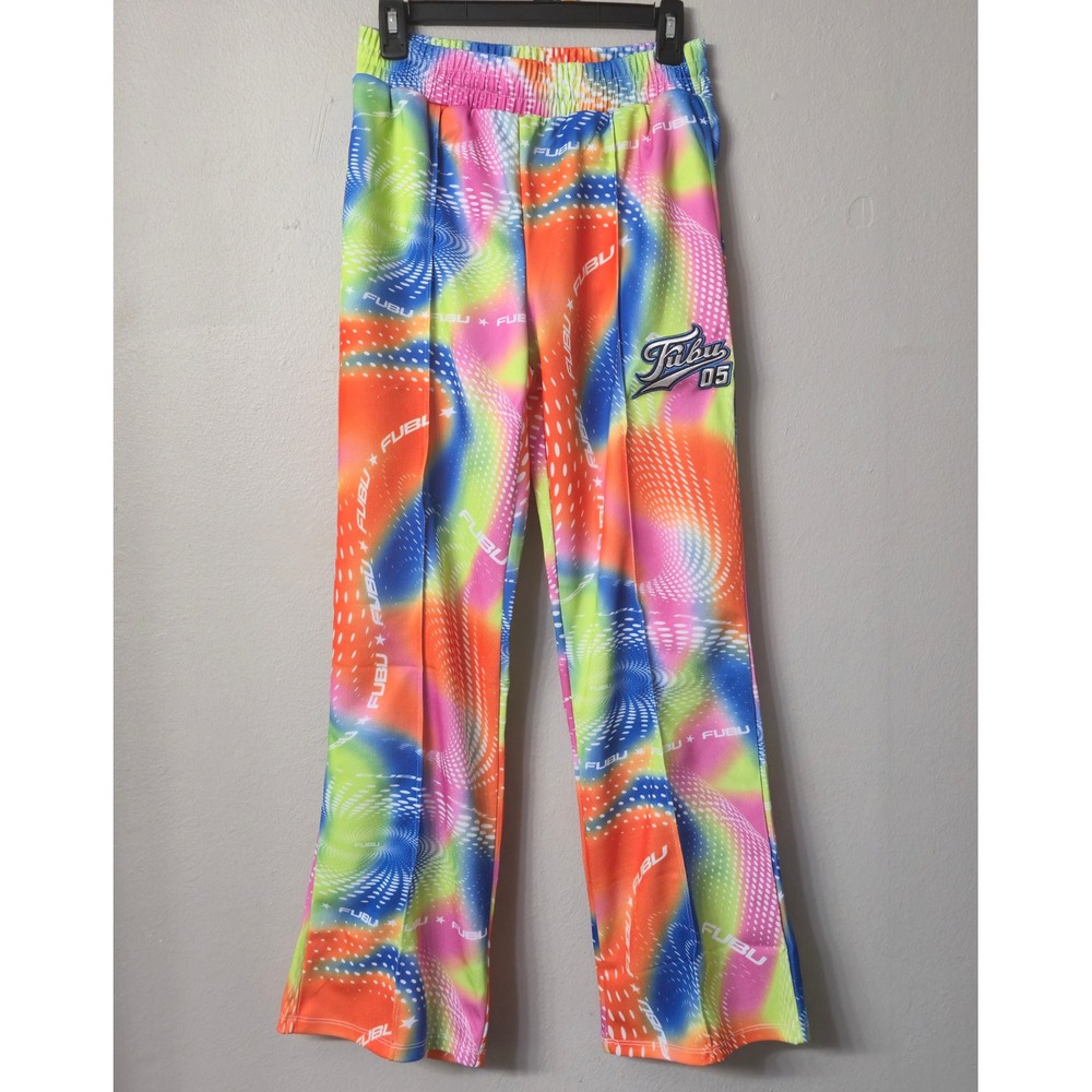Forever 21 x FUBU 05 Multi Color Psychedelic Swirl Wide Leg Track Pants Small